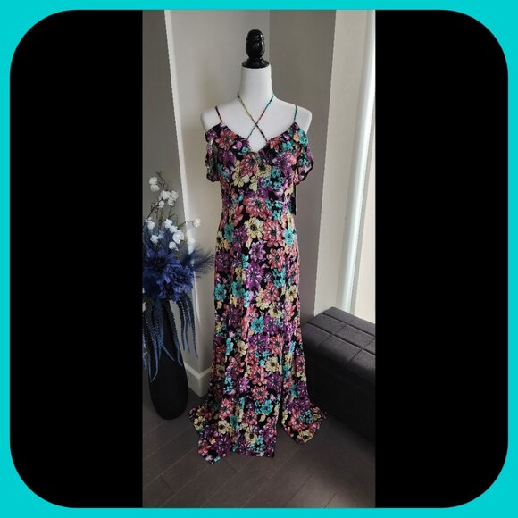 LULUS || Dynah Black Floral Print Maxi Dress (SIZE L) - Picture 5 of 9